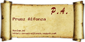 Prusz Alfonza névjegykártya